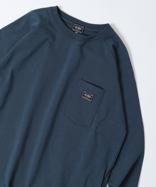 BIG MIKE(ビッグマイク)の「BIG MIKE 10oz コットン ラグラン ロングスリーブ ポケットTEEシャツ(Tシャツ/カットソー・メンズ・ホワイト/グレー/ネイビー・XL/L/M)」の3枚目の写真