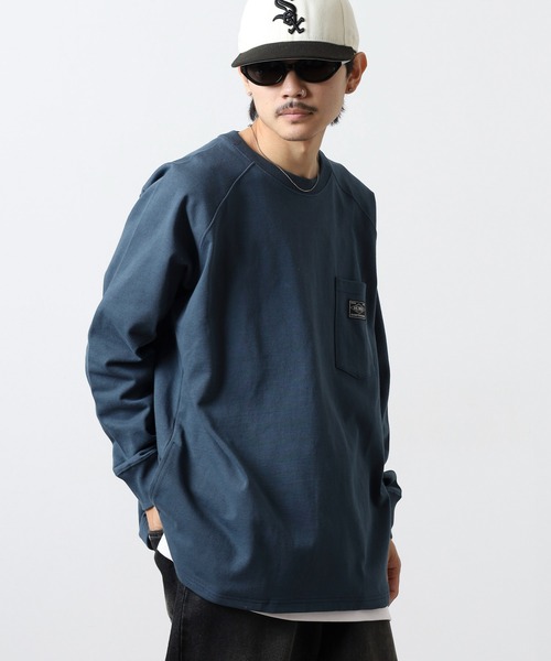 BIG MIKE(ビッグマイク)の「BIG MIKE 10oz コットン ラグラン ロングスリーブ ポケットTEEシャツ(Tシャツ/カットソー・メンズ・ホワイト/グレー/ネイビー・XL/L/M)」の21枚目の写真