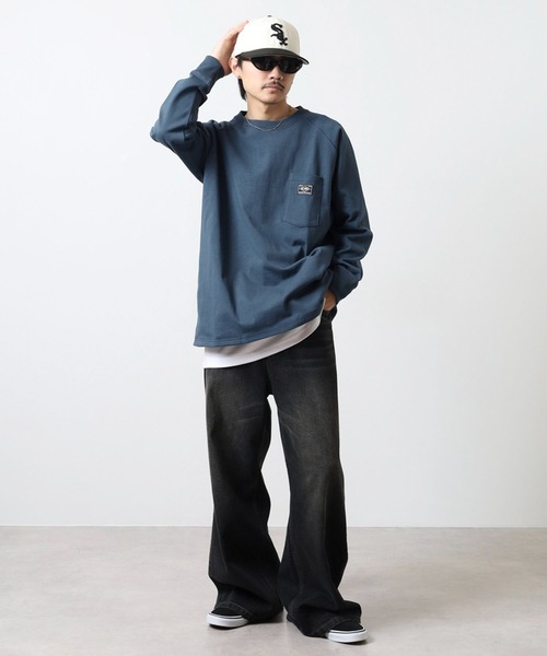 BIG MIKE(ビッグマイク)の「BIG MIKE 10oz コットン ラグラン ロングスリーブ ポケットTEEシャツ(Tシャツ/カットソー・メンズ・ホワイト/グレー/ネイビー・XL/L/M)」の22枚目の写真