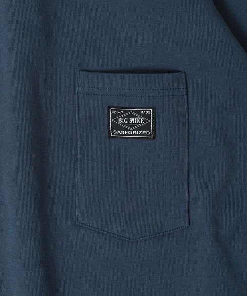 BIG MIKE(ビッグマイク)の「BIG MIKE 10oz コットン ラグラン ロングスリーブ ポケットTEEシャツ(Tシャツ/カットソー・メンズ・ホワイト/グレー/ネイビー・XL/L/M)」の8枚目の写真