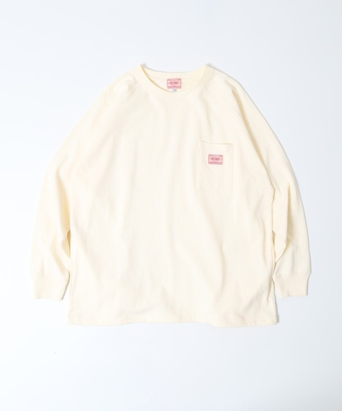 BIG MIKE(ビッグマイク)の「BIG MIKE 10oz コットン ラグラン ロングスリーブ ポケットTEEシャツ(Tシャツ/カットソー・メンズ・ホワイト/グレー/ネイビー・XL/L/M)」の4枚目の写真