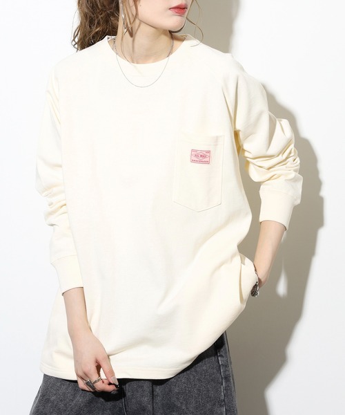 BIG MIKE(ビッグマイク)の「BIG MIKE 10oz コットン ラグラン ロングスリーブ ポケットTEEシャツ(Tシャツ/カットソー・メンズ・ホワイト/グレー/ネイビー・XL/L/M)」の14枚目の写真