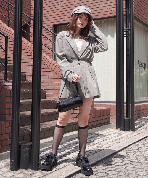 EIMY ISTOIRE（エイミーイストワール）の「ウエストタックグレンチェックジャケット（テーラードジャケット・レディース・チェック・S/M）」の4枚目の写真