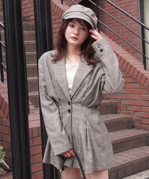 EIMY ISTOIRE（エイミーイストワール）の「ウエストタックグレンチェックジャケット（テーラードジャケット・レディース・チェック・S/M）」の5枚目の写真