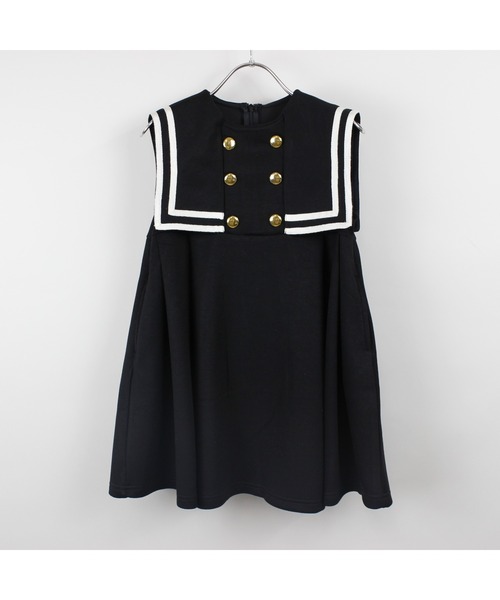 maarook（マルーク）の「ダンボールニットセーラージャンパースカート（ジャンパースカート・キッズ・ブラック・140cm/150cm/160cm）」の3枚目の写真