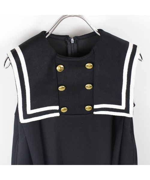 maarook（マルーク）の「ダンボールニットセーラージャンパースカート（ジャンパースカート・キッズ・ブラック・140cm/150cm/160cm）」の4枚目の写真