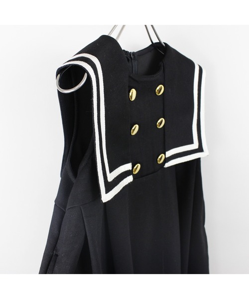 maarook（マルーク）の「ダンボールニットセーラージャンパースカート（ジャンパースカート・キッズ・ブラック・140cm/150cm/160cm）」の5枚目の写真