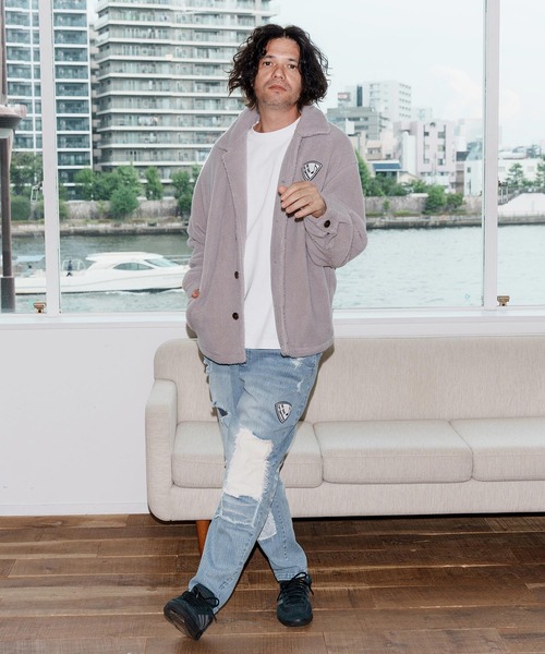 No Rain No Rainbow(ノーレインノーレインボー)の「mp14084-patched denim pants デニムパンツ(NR25W-06)(デニムパンツ・メンズ・ブラック系その他/ライトインディゴブルー・S/M/L/XL)」の6枚目の写真
