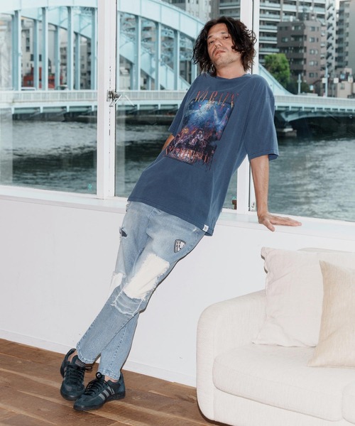 No Rain No Rainbow(ノーレインノーレインボー)の「mp14084-patched denim pants デニムパンツ(NR25W-06)(デニムパンツ・メンズ・ブラック系その他/ライトインディゴブルー・S/M/L/XL)」の9枚目の写真