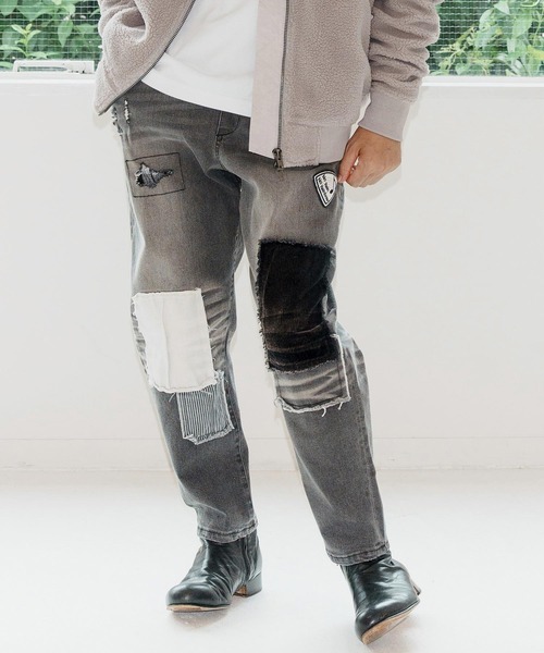 No Rain No Rainbow(ノーレインノーレインボー)の「mp14084-patched denim pants デニムパンツ(NR25W-06)(デニムパンツ・メンズ・ブラック系その他/ライトインディゴブルー・S/M/L/XL)」の10枚目の写真