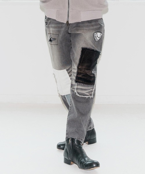 No Rain No Rainbow(ノーレインノーレインボー)の「mp14084-patched denim pants デニムパンツ(NR25W-06)(デニムパンツ・メンズ・ブラック系その他/ライトインディゴブルー・S/M/L/XL)」の11枚目の写真