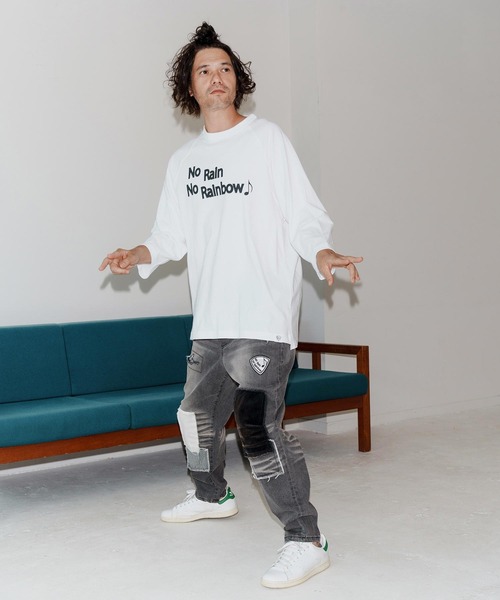 No Rain No Rainbow(ノーレインノーレインボー)の「mp14084-patched denim pants デニムパンツ(NR25W-06)(デニムパンツ・メンズ・ブラック系その他/ライトインディゴブルー・S/M/L/XL)」の14枚目の写真