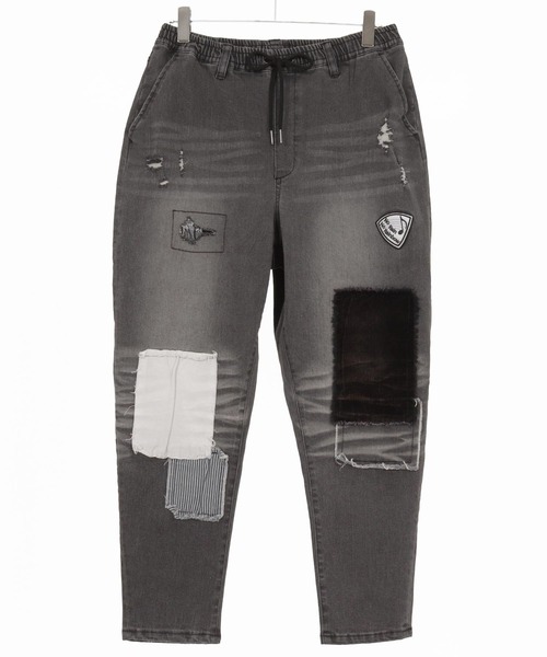 No Rain No Rainbow(ノーレインノーレインボー)の「mp14084-patched denim pants デニムパンツ(NR25W-06)(デニムパンツ・メンズ・ブラック系その他/ライトインディゴブルー・S/M/L/XL)」の19枚目の写真