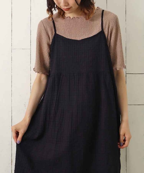 Bleu Bleuet(ブルーブルーエ)の「バブルシャーリングクルーネックTシャツ(Tシャツ/カットソー・レディース・ライム/アイボリー/グレー系その他・FREE)」の2枚目の写真