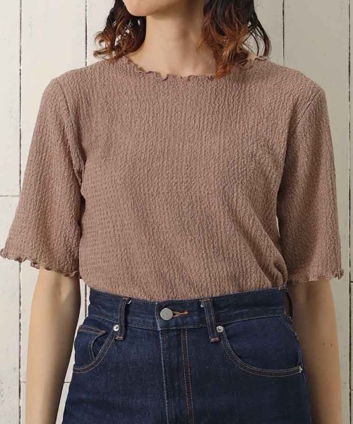 Bleu Bleuet(ブルーブルーエ)の「バブルシャーリングクルーネックTシャツ(Tシャツ/カットソー・レディース・ライム/アイボリー/グレー系その他・FREE)」の21枚目の写真