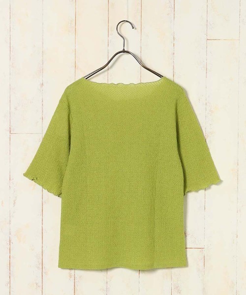 Bleu Bleuet(ブルーブルーエ)の「バブルシャーリングクルーネックTシャツ(Tシャツ/カットソー・レディース・ライム/アイボリー/グレー系その他・FREE)」の4枚目の写真