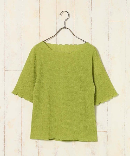 Bleu Bleuet(ブルーブルーエ)の「バブルシャーリングクルーネックTシャツ(Tシャツ/カットソー・レディース・ライム/アイボリー/グレー系その他・FREE)」の8枚目の写真