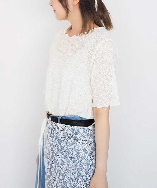 Bleu Bleuet(ブルーブルーエ)の「バブルシャーリングクルーネックTシャツ(Tシャツ/カットソー・レディース・ライム/アイボリー/グレー系その他・FREE)」の11枚目の写真