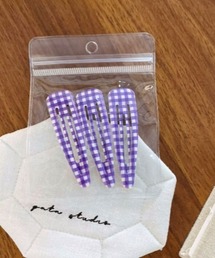 VIBGYOR Women | 【urge select】ギンガムチェック ぷっくり パッチンピン【3個セット/6色展開】(バレッタ/ヘアクリップ)