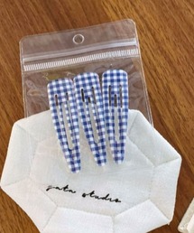 VIBGYOR Women | 【urge select】ギンガムチェック ぷっくり パッチンピン【3個セット/6色展開】(バレッタ/ヘアクリップ)