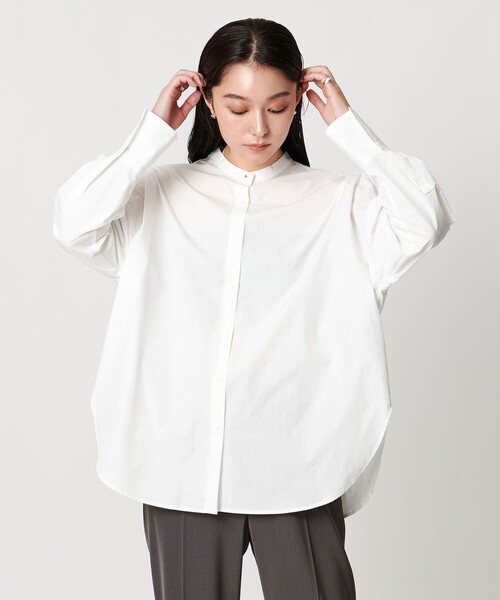 MARW UNITED ARROWS(マルゥ ユナイテッドアローズ)の「<MARW UNITED ARROWS>ブロード スタンド カラー シャツ(シャツ/ブラウス・レディース・ホワイト・FREE)」の1枚目の写真