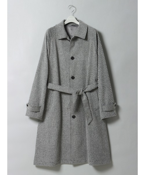 セール】GOOVI ベルテッドステンカラーコート ウールナイロン ベルト