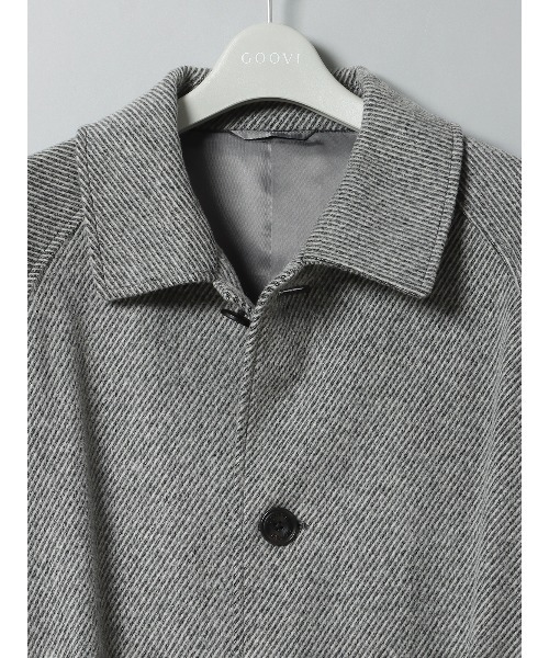 SUIT SQUARE（スーツスクエア）の「GOOVI ベルテッドステンカラーコート ウールナイロン ベルト付き（ステンカラーコート・メンズ・グレー系/ネイビー系・1/2）」の4枚目の写真