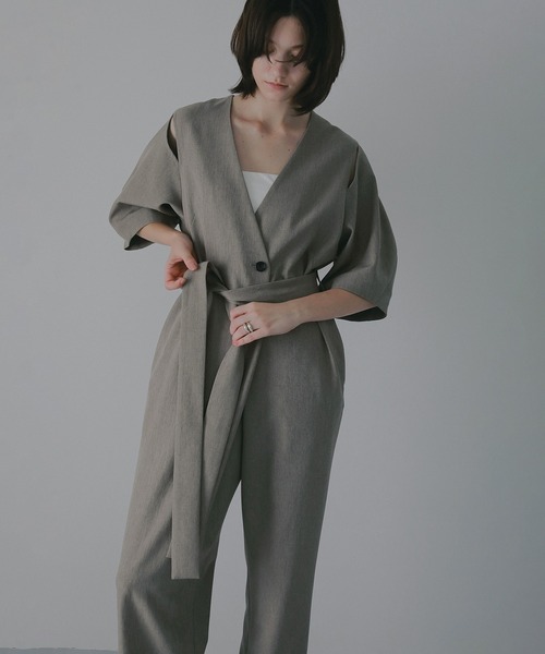 セール】SLIT HALF SLEEVE ALL IN ONE（つなぎ/オールインワン