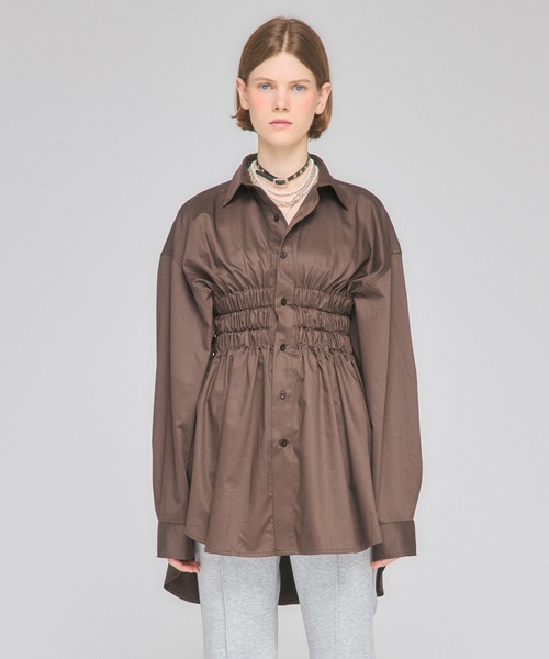セール】【Nora Lily】「elle」Waist Gathering Long Shirts（シャツ