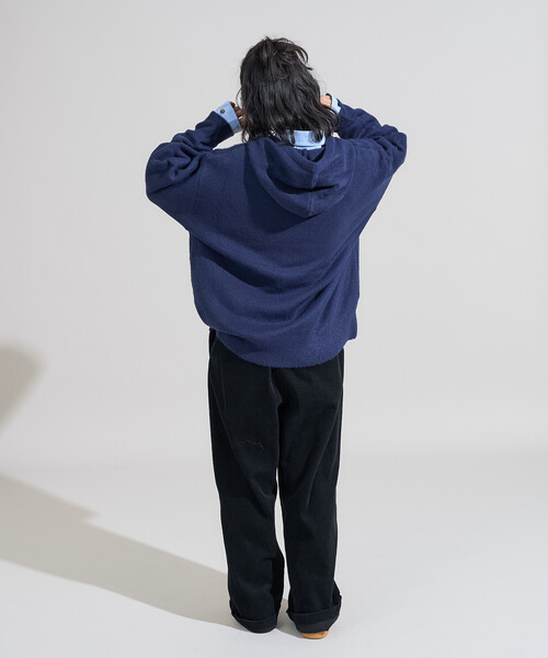 FREAK'S STORE（フリークスストア）の「ジャガード ビッグロゴ ニットパーカー（ニット/セーター・レディース・ベージュ/ネイビー/ライトグレー・ﾌﾘ-）」の9枚目の写真