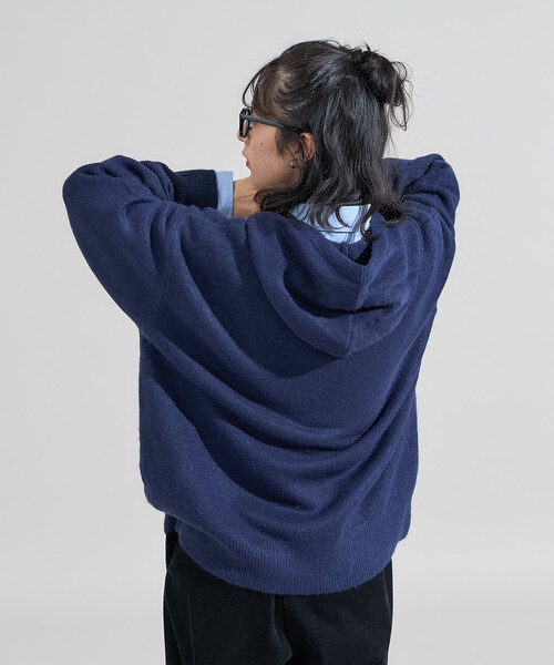 FREAK'S STORE（フリークスストア）の「ジャガード ビッグロゴ ニットパーカー（ニット/セーター・レディース・ベージュ/ネイビー/ライトグレー・ﾌﾘ-）」の10枚目の写真