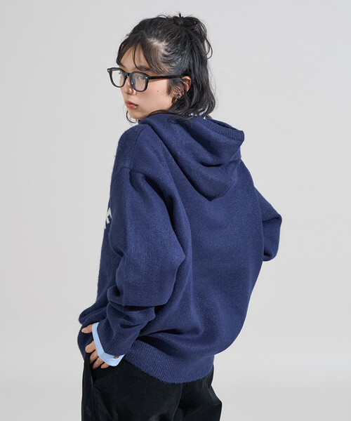 FREAK'S STORE（フリークスストア）の「ジャガード ビッグロゴ ニットパーカー（ニット/セーター・レディース・ベージュ/ネイビー/ライトグレー・ﾌﾘ-）」の11枚目の写真
