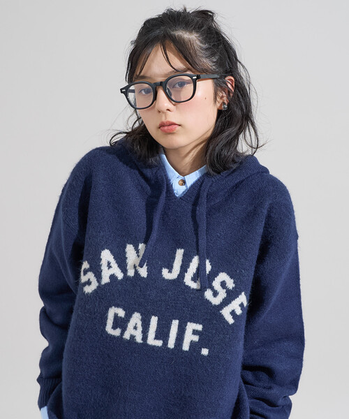 FREAK'S STORE（フリークスストア）の「ジャガード ビッグロゴ ニットパーカー（ニット/セーター・レディース・ベージュ/ネイビー/ライトグレー・ﾌﾘ-）」の14枚目の写真