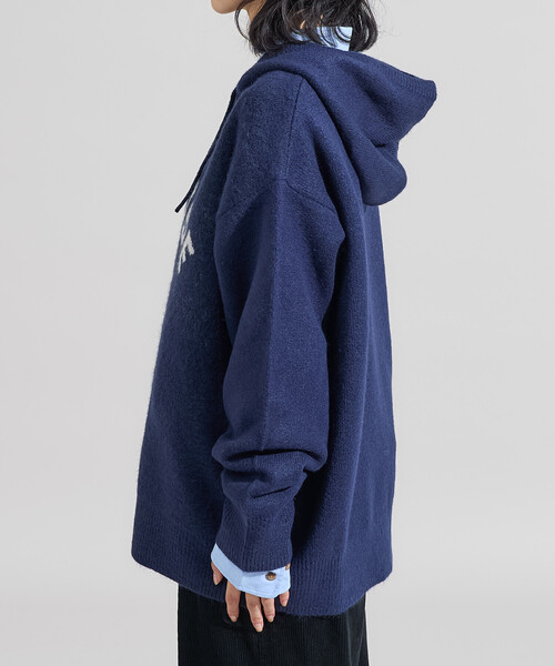 FREAK'S STORE（フリークスストア）の「ジャガード ビッグロゴ ニットパーカー（ニット/セーター・レディース・ベージュ/ネイビー/ライトグレー・ﾌﾘ-）」の16枚目の写真