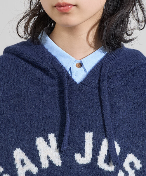 FREAK'S STORE（フリークスストア）の「ジャガード ビッグロゴ ニットパーカー（ニット/セーター・レディース・ベージュ/ネイビー/ライトグレー・ﾌﾘ-）」の18枚目の写真