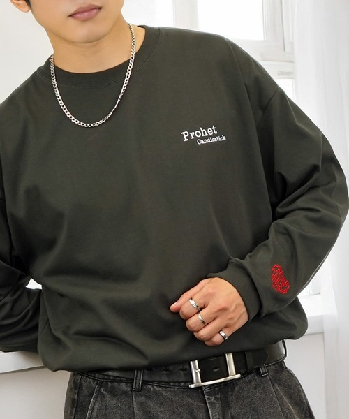 L'atelier(ラトリエ)の「刺繍 ロゴ 長袖 Tシャツ ハート グラフィック ロンT ヘビーウェイト(Tシャツ/カットソー・メンズ・ブラック系その他2/ホワイト系その他2/ブラック系2・L/M)」の5枚目の写真