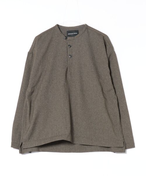 NO WAY(ノーウェイ)の「/HIROYUKI OBARA/ヘンリーネックシャツ(Tシャツ/カットソー・メンズ・チャコールグレー/ダークブラウン・MEDIUM)」の1枚目の写真