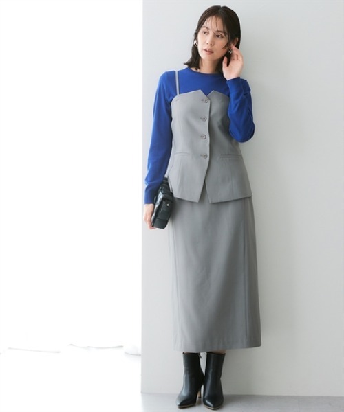 7days Life Styling（セブンデイズライフスタイリング）の「【みさとさんコラボ】カーブウエストタイトスカート（しわになりにくい・UVカット）＜大きいサイズ有＞（スカート・レディース・ブラック/グレー・M/L/3L/LL）」の4枚目の写真