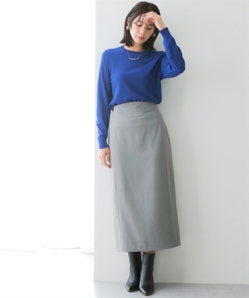 セール】【みさとさんコラボ】カーブウエストタイトスカート（しわに