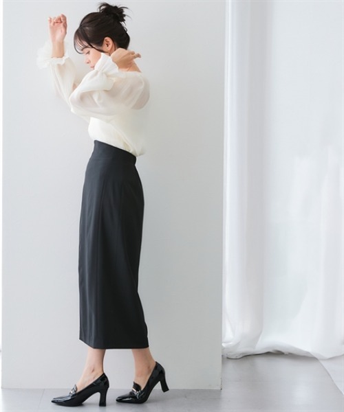 セール】【みさとさんコラボ】カーブウエストタイトスカート（しわに
