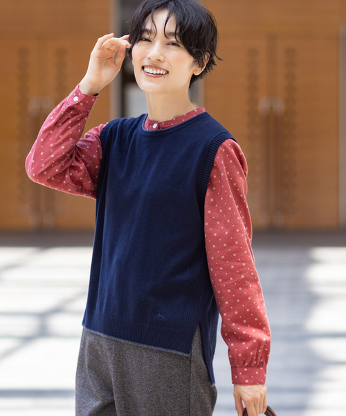 DECOY SINCE 1981（デコイシンスイチキュウハチイチ）の「ニットベスト【大きいサイズあり】（カーディガン/ボレロ・レディース・オレンジ/ネイビー/グレー・M/L/LL/3L/4L）」の2枚目の写真