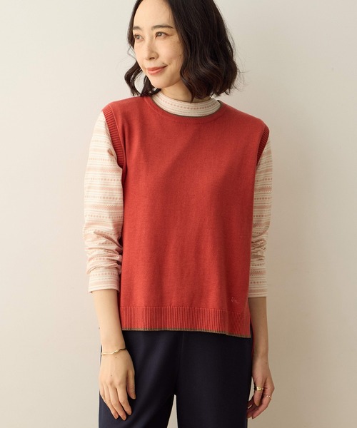 DECOY SINCE 1981（デコイシンスイチキュウハチイチ）の「ニットベスト【大きいサイズあり】（カーディガン/ボレロ・レディース・オレンジ/ネイビー/グレー・M/L/LL/3L/4L）」の3枚目の写真