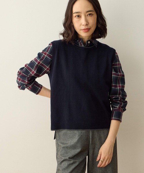 DECOY SINCE 1981（デコイシンスイチキュウハチイチ）の「ニットベスト【大きいサイズあり】（カーディガン/ボレロ・レディース・オレンジ/ネイビー/グレー・M/L/LL/3L/4L）」の12枚目の写真