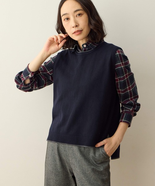 DECOY SINCE 1981（デコイシンスイチキュウハチイチ）の「ニットベスト【大きいサイズあり】（カーディガン/ボレロ・レディース・オレンジ/ネイビー/グレー・M/L/LL/3L/4L）」の11枚目の写真