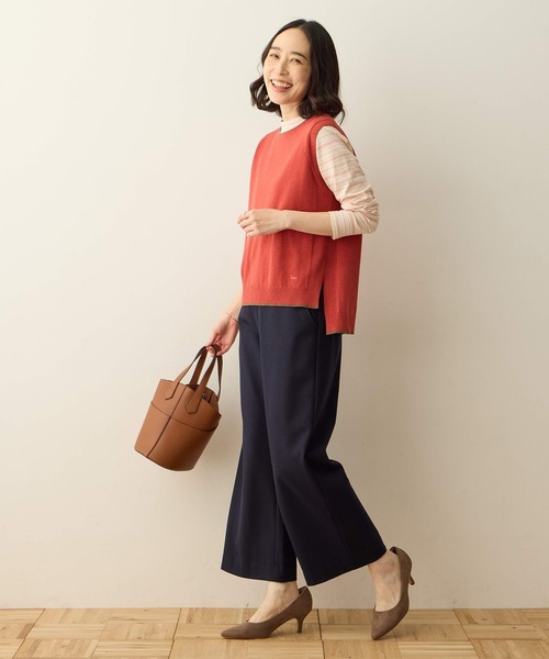 DECOY SINCE 1981（デコイシンスイチキュウハチイチ）の「ニットベスト【大きいサイズあり】（カーディガン/ボレロ・レディース・オレンジ/ネイビー/グレー・M/L/LL/3L/4L）」の20枚目の写真