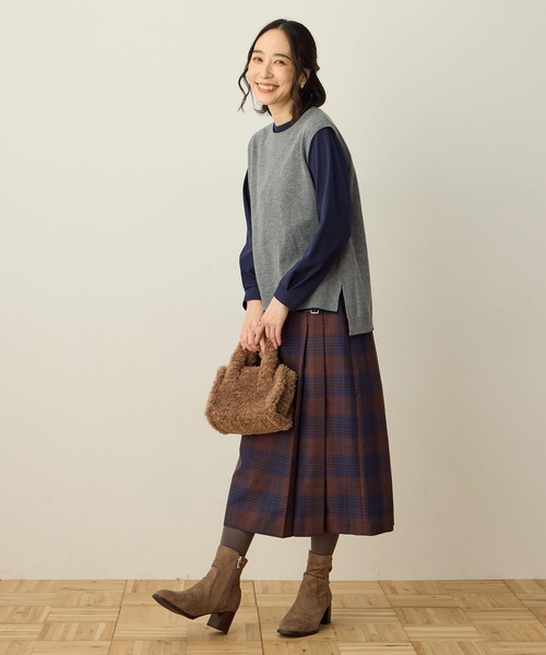 DECOY SINCE 1981（デコイシンスイチキュウハチイチ）の「ニットベスト【大きいサイズあり】（カーディガン/ボレロ・レディース・オレンジ/ネイビー/グレー・M/L/LL/3L/4L）」の22枚目の写真