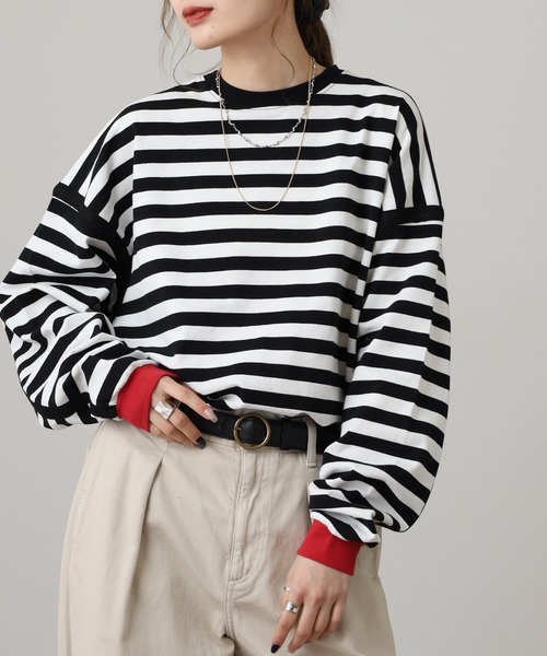 ATELANE(アテレーン)の「ATELANE ヘビーボーダーL/STEE 長袖(Tシャツ/カットソー・メンズ・ブラック系/ホワイト系・M/L)」の15枚目の写真