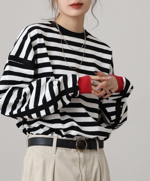 ATELANE(アテレーン)の「ATELANE ヘビーボーダーL/STEE 長袖(Tシャツ/カットソー・メンズ・ブラック系/ホワイト系・M/L)」の17枚目の写真