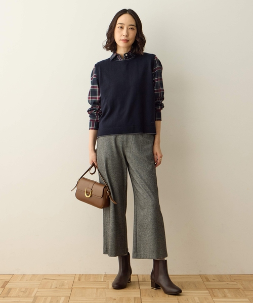 DECOY SINCE 1981（デコイシンスイチキュウハチイチ）の「バックギャザーチェックシャツ【オーガニックコットンブレンド・大きいサイズあり】（シャツ/ブラウス・レディース・ベージュ/ネイビー/レッド・13号/9号/11号/15号/17号）」の15枚目の写真