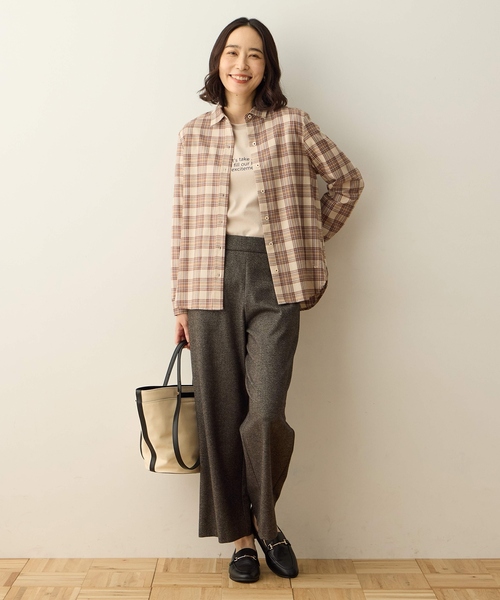 DECOY SINCE 1981（デコイシンスイチキュウハチイチ）の「バックギャザーチェックシャツ【オーガニックコットンブレンド・大きいサイズあり】（シャツ/ブラウス・レディース・ベージュ/ネイビー/レッド・13号/9号/11号/15号/17号）」の17枚目の写真